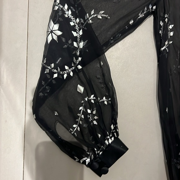 Alice Temperly black and silver lame 💯 silk shirt size 6 - Picture 4 of 5